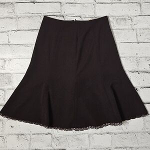 George Stretch Brown Skirt With Lace Trim